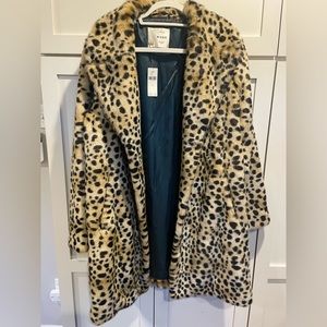Anthropologie Seen Worn Kept branded leopard print faux fur coat